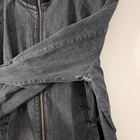 Vintage Rocawear Denim Jacket Faded Black Denim Distressed Full Zip Collar 2X - Picture 13 of 16